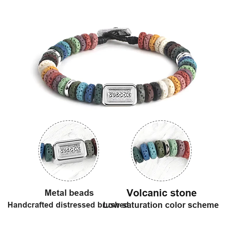 SUSOOK Volcanic Stone Bracelets Unisex Dopamine Dressing-4