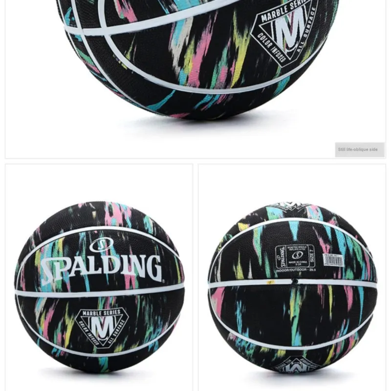 SPALDING Marble Collection PU Basketball Black White Pink Size 7 Match-2