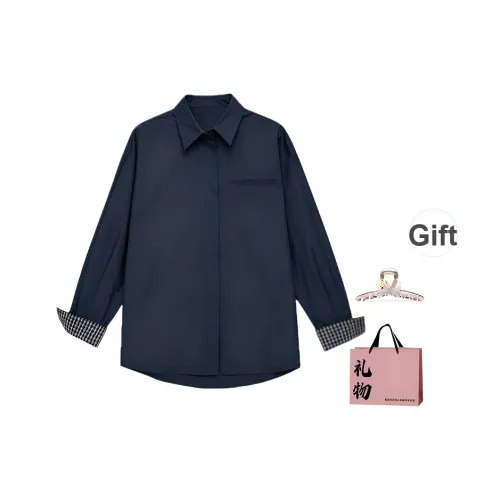 Princess Berdele Темно-синий С подарками Заколка-краб + Эксклюзивная сумка для покупок Женские Рубашки