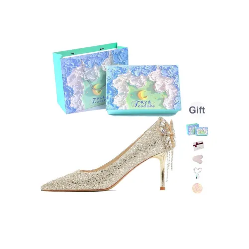 Feo Dvke Узкий каблук Высокие каблуки Женские Шампанское