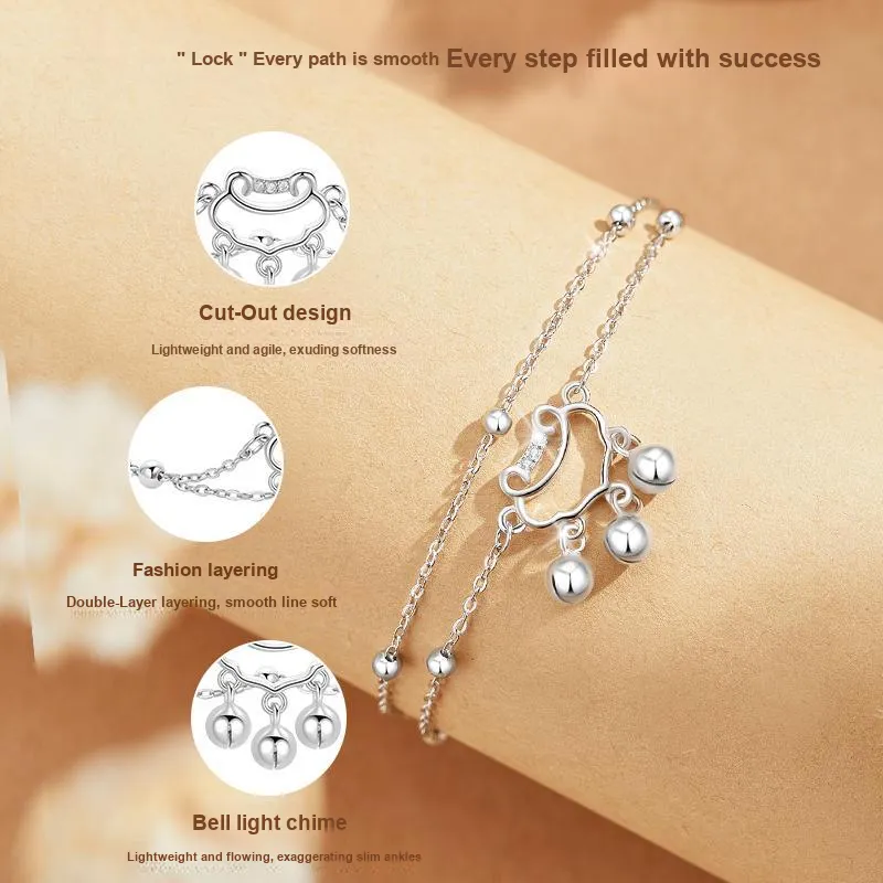 MOLADY S925 Silver Anklet For Women's Women's-3