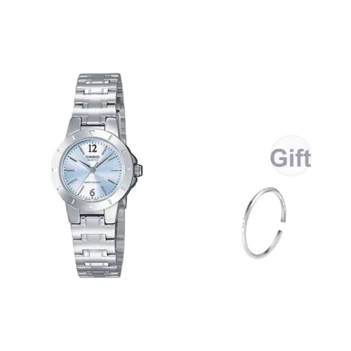 CASIO Кварцевый механизм Часы Женские Серебристо-синие Циферблат