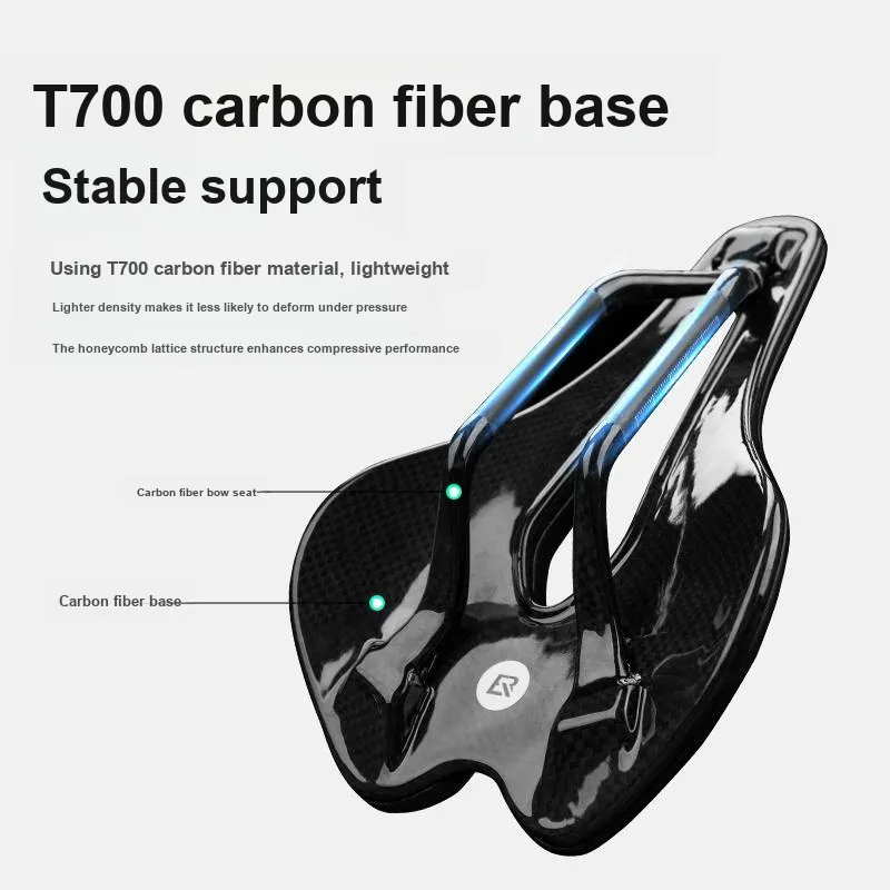ROCKBROS Cycling Gear Seat Cushion Bike Unisex Carbon Fiber, Polyurethane 15*25*5cm Black-3