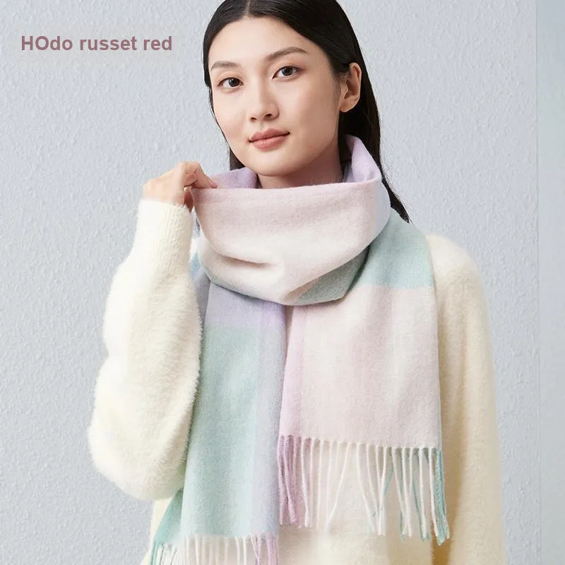 Red Bean 100% Wool Knit Scarves Women's-6