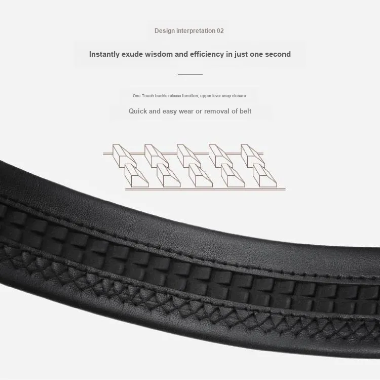GOLDLION Top Layer Cow Leather Belts Unisex Black 3.5CM-7