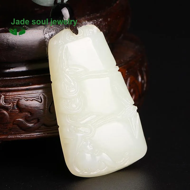 WANYUHUN Hetian Jade Pendants White Jade Unisex-3