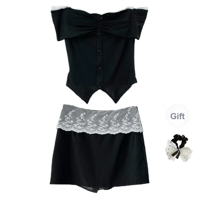 TUSHIFEI Skirt Set Women's Black-0