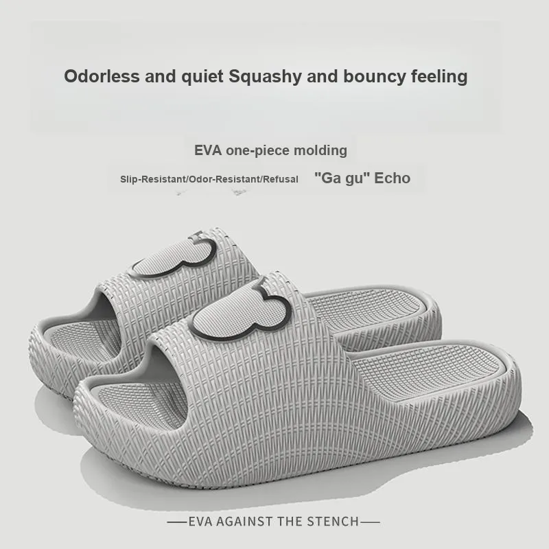 Foot Recreation Minimalist Style Cartoon Bear Solid EVA Slippers, Summer Slip Resistant Slippers, Unisex, Home Slippers-1