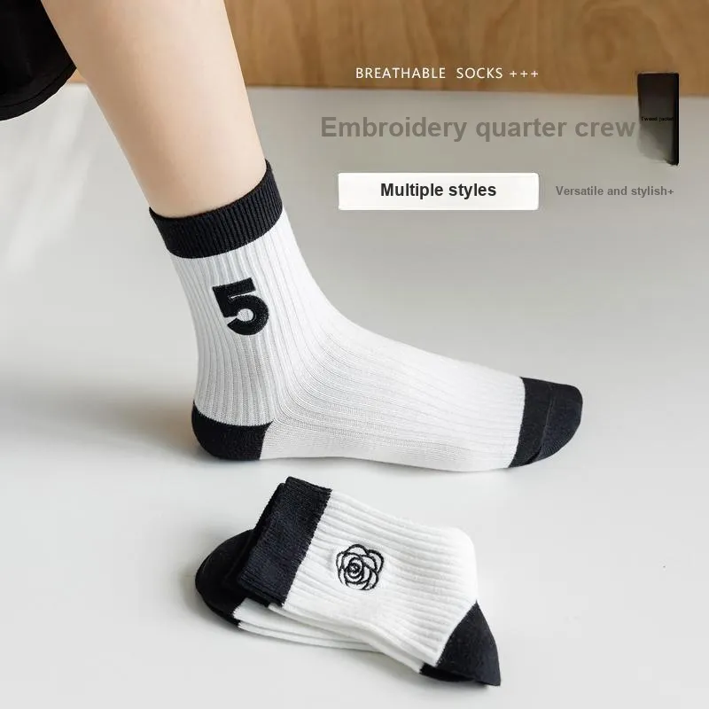 JIAZINI Mid Calf Socks Women's 4 Pack-45