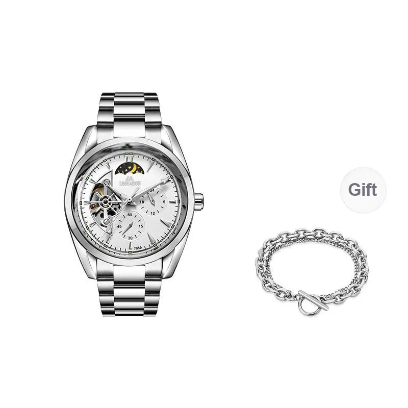 LIBER AEDON Mechanical Movement White Dial Men's Watches-7
