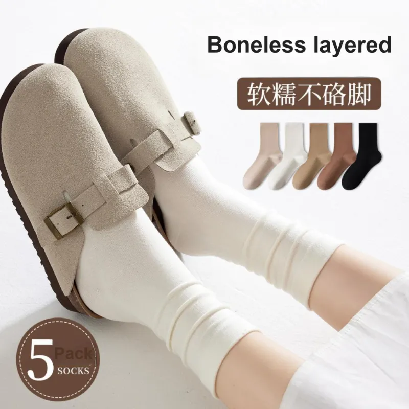 MIIOW Mid Calf Socks Women's 5 Pack Mixed Color-2