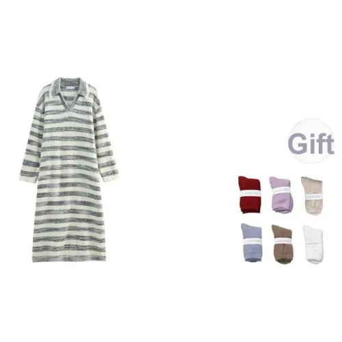 Same Language Ночная сорочка (женская) Белый·Серый·Полосы