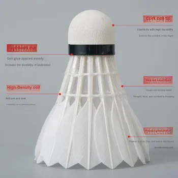 Plume F1 Goose Feather Shuttlecock 12 Pack Goose Feather International Tournament Ball Shuttlecocks