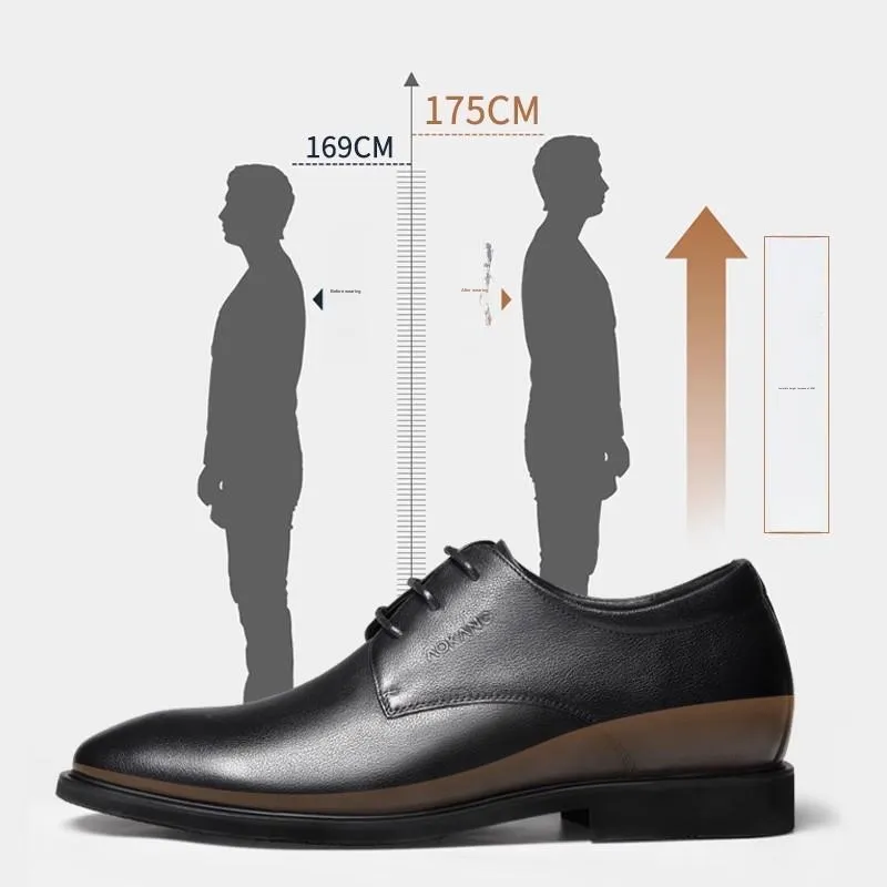 AOKANG Hidden Wedge Men's Shoes Dress Shoes Men's Black-4