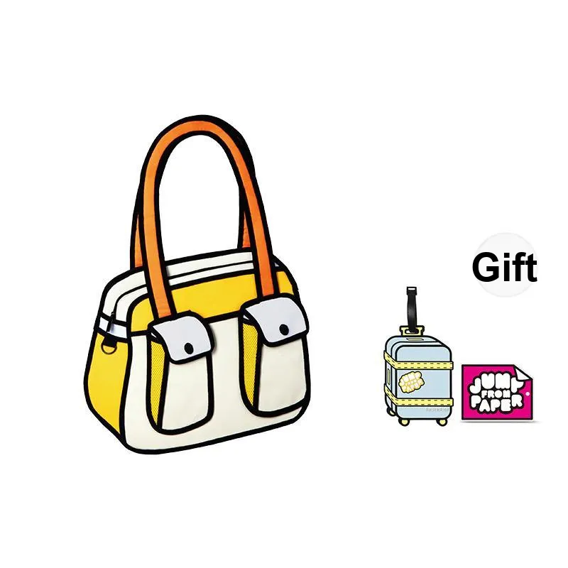 JumpFromPaper Oxford Comic Bag Commute Bag Shoulder Bag Gym Bag Morning Bag Handbag Large Size Unisex Lemon