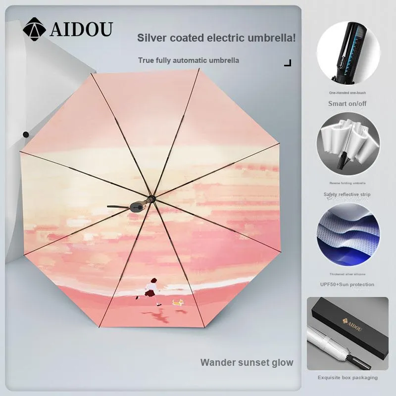 Aidou Titanium Silver Reverse Umbrella High end Business-5