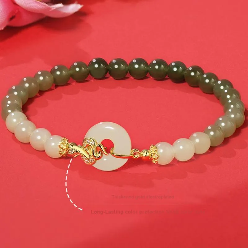 Long Fu Hetian Jade Bracelets White Jade/Pale Greenish White Jade Women's-2
