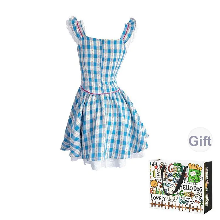 PZHK Sleeveless Dresses Women's Blue Shopping Bag Included-1