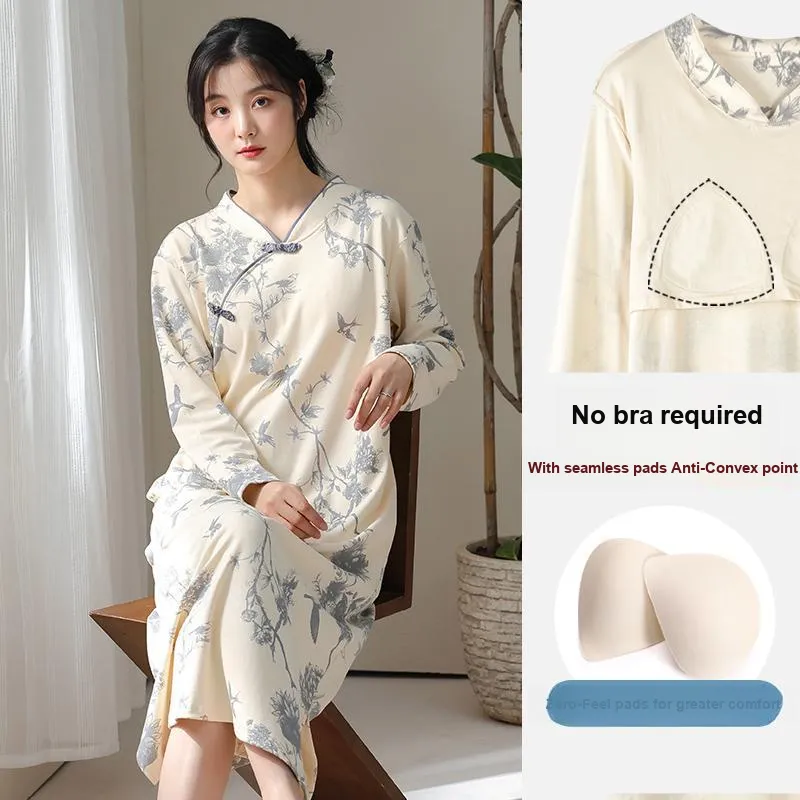 Lan Miao Long Sleeved Dress Women's Light Gray-2