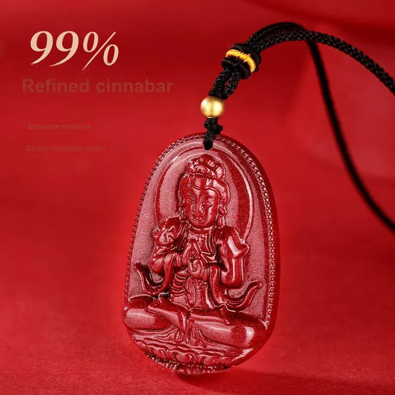 JINLIUFUJIXIANG Reconstructed Cinnabar Necklaces Unisex-18