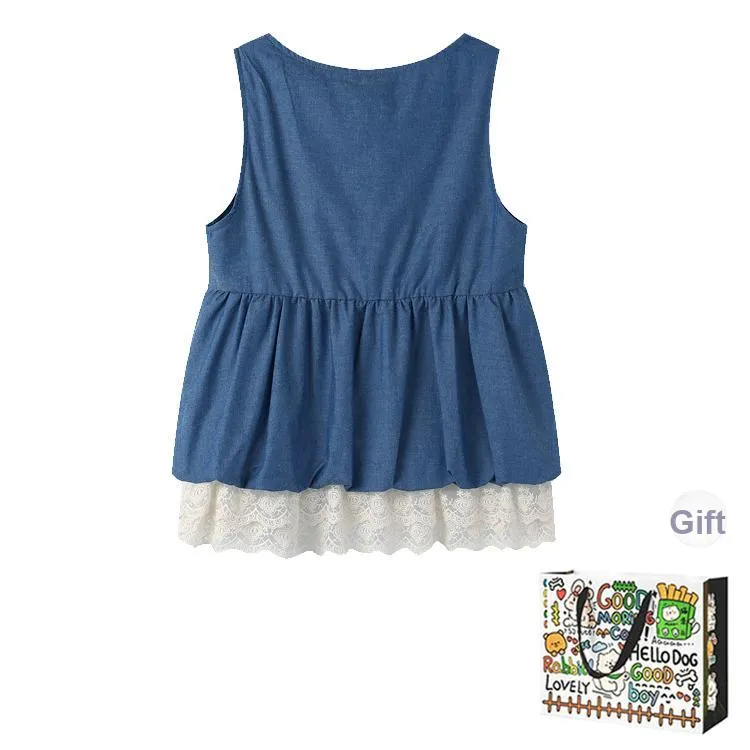 PZHK Tank Tops Women's Blue Shopping Bag Included-1
