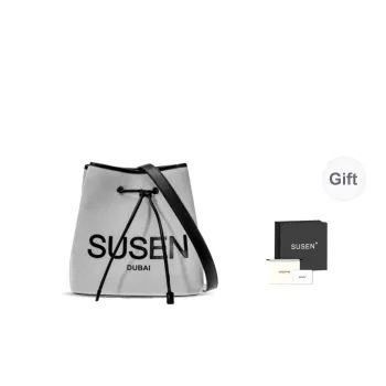 SUSEN Canvas Bucket Bag, One Shoulder Handbag Women's Gray