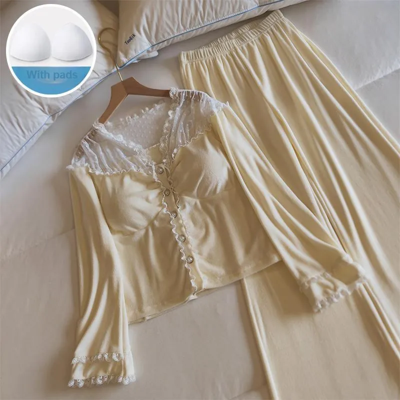 Sleeping Beauty Pajama Set Women's Light Yellow-2