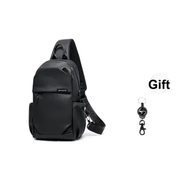 SEPTWOLVES Artificial Leather Sling Bag Men's Black