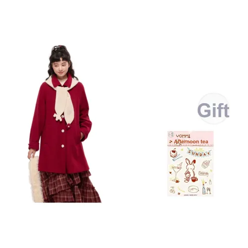 ZIHAN Винтажный красный женский пальто