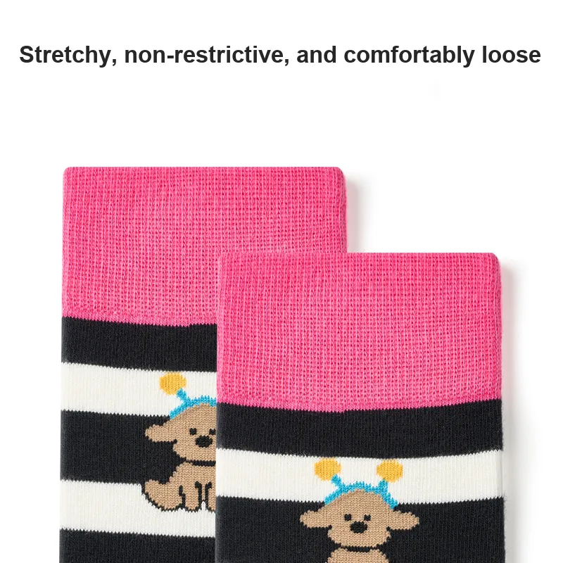 Primeet Mid Calf Socks Women's 5 Pack Goodnight Bear-1