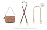 Coach Brown 1.1cm Width Plain Weave Gold Buckle 90-120cm+Free Decorative Chain 40cm