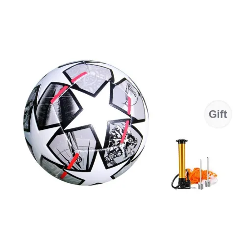 THREEHUAN Size 5 Ball Soccer PU Machine Stitched Soccer Ball Unisex Gray White