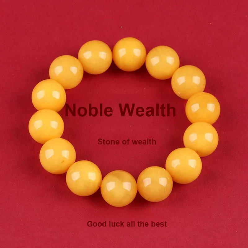 Oushuo Jewelry Wealth Flower Oil Yellow Beeswax Amber Fine Jade Bracelet For Collectors Birthday Gift Set Unisex-1