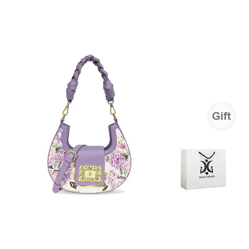 MACK JODAER Synthetic Leather Shoulder Bag, Handbag Regular Women's Purple Rhythm Floral-0