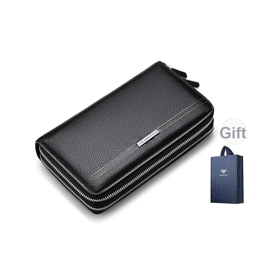 WilliamPOLO Топ Коровья Кожа Длинный Кошелек с Множеством Слотов для Карт Клатч Большой Мужской Многоцветный