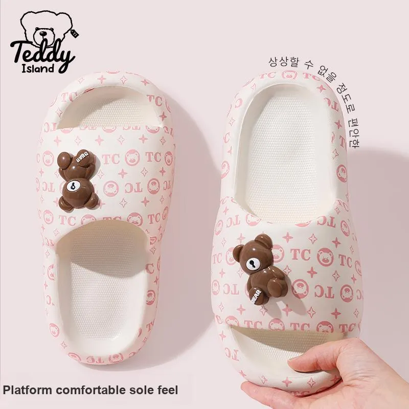 TEDDY ISLAND 2025 Cute Bear EVA Platform Home Slippers With Squashy And Bouncy Feeling Outerwear-4