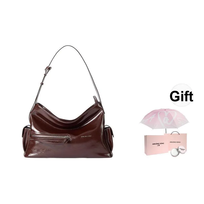 AMAZING SONG Cow Leather, Zip Closure Commute Date Casual Crossbody Bag, Shoulder Bag Women's Multicolor-8
