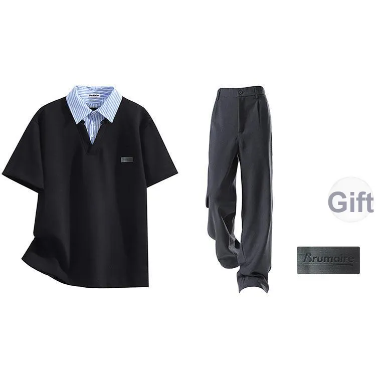 BRUMAIRE Polo Shirt Unisex Black Comes With Brooch-8