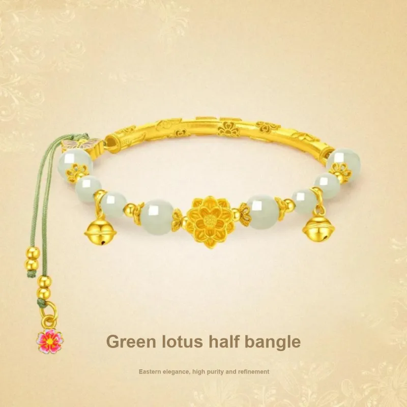 WINY Hetian Jade Bangles Pale Greenish White Jade Women's-1