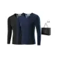 Men's V-Neck Top (Navy Blue+Elegant Black) Fleece-Lined Thermal/Thickened Temperature Locking