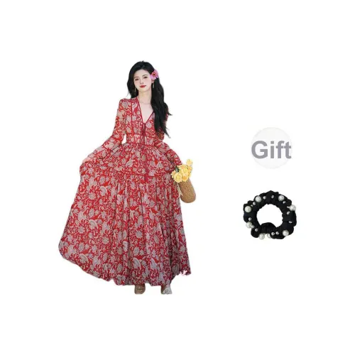 WUSHANSHAN Длинное платье с длинными рукавами женское