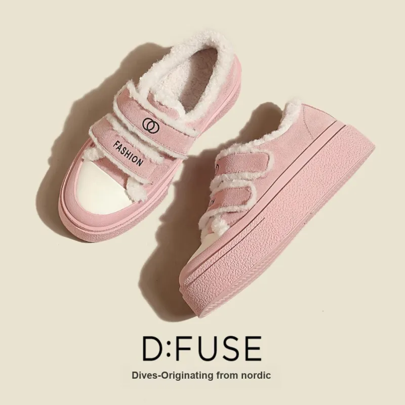 D:FUSE SCANDINAVIA Puffy Shoes Lightweight Wear-Resistant And Warm Low-Top Skateboard Shoes 4cm Women's-11