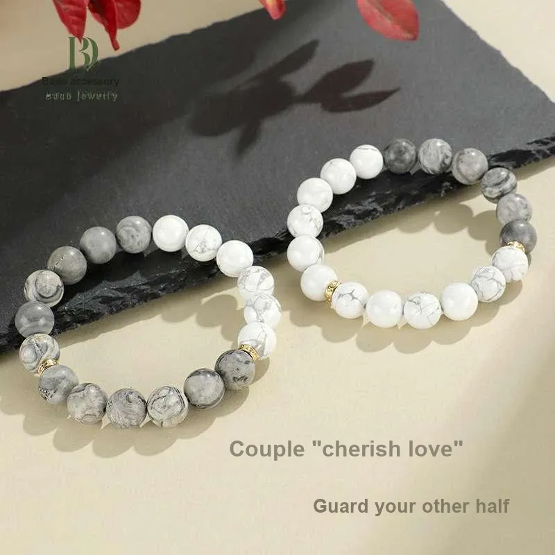 Deep Xianglin Map Stone Bracelets Unisex-14
