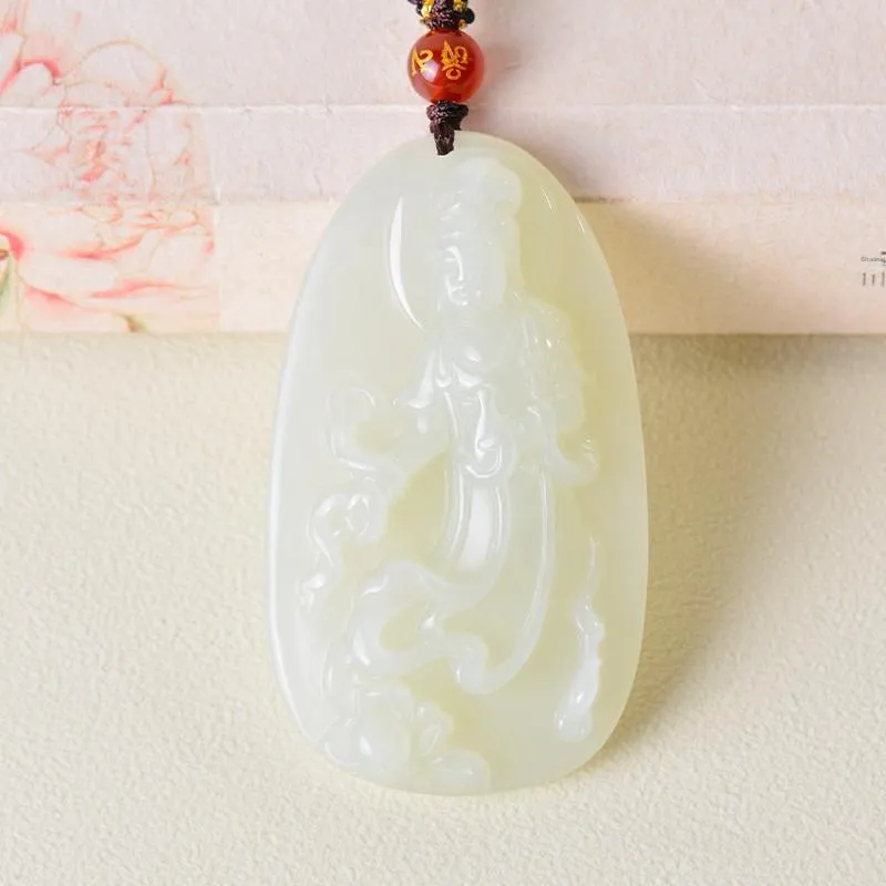 FENGFEIHUANG Necklaces White Jade/Pale Greenish White Jade Men's-2