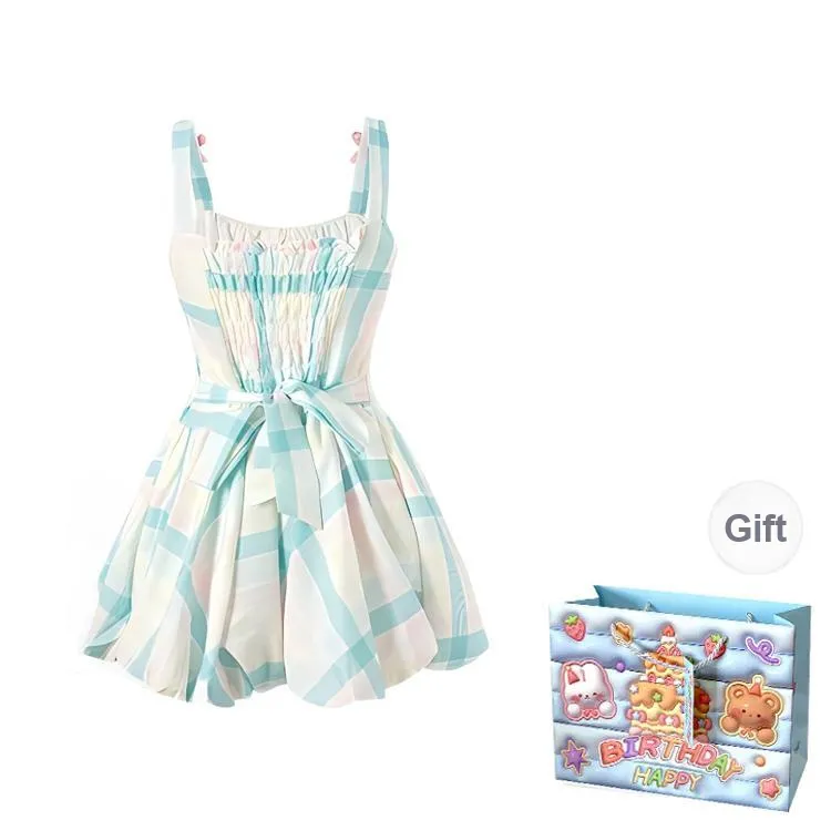 TWOPLUMGIRLS Sleeveless Dress Women's Multicolor Plaid-1