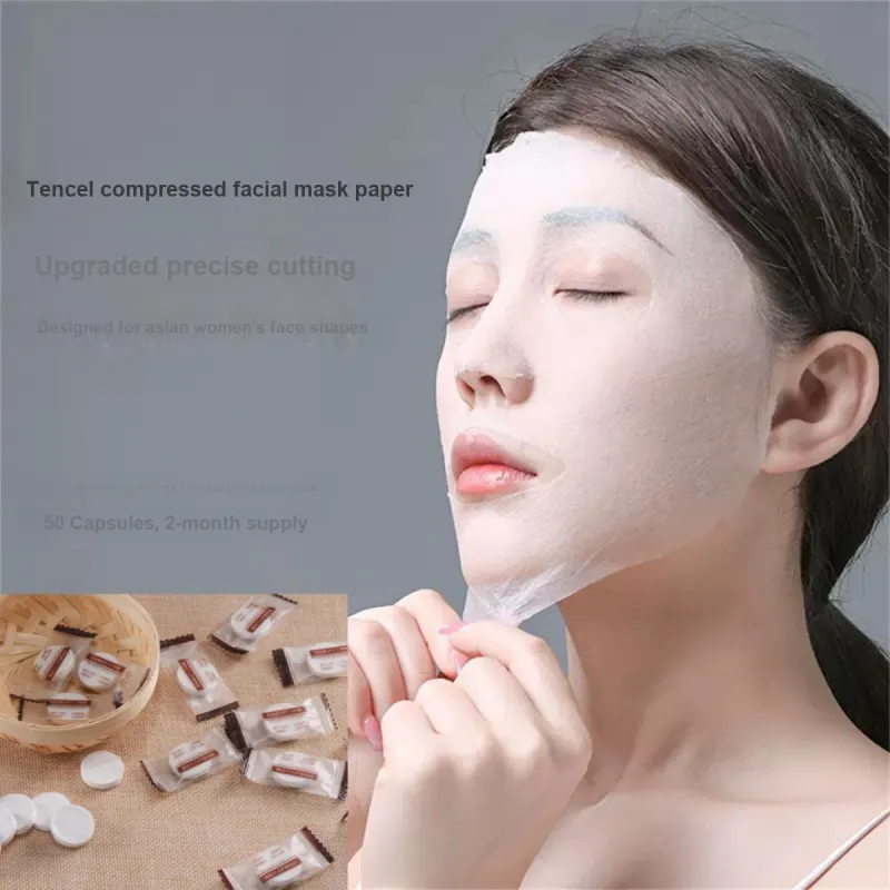 JIAOXUEFEI Tencel Compressed Facial Mask Paper Silk Extra Thin Hydrating 50 Pieces-0