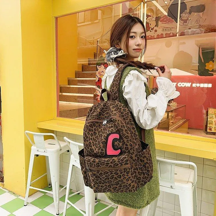 WICKBUEN Nylon Backpack Regular Unisex Leopard Print-2