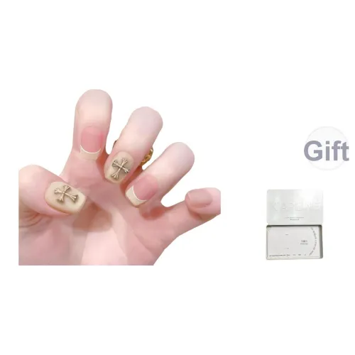 K'APEINE Crochet Сердце Handcrafted False Nail Art MID Длина (размер в длину) Квадрат Смешанный цвет Смужка Матовый