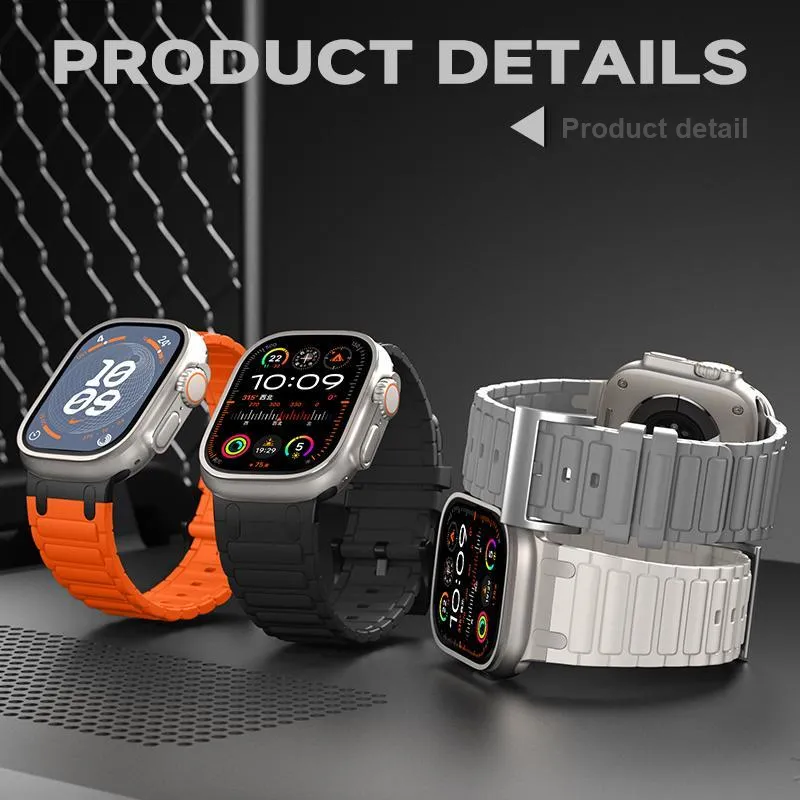 Vobafe Apple Compatibility Watch Band 38/40/41/42/44/45/46/49mm Silicone Material-2