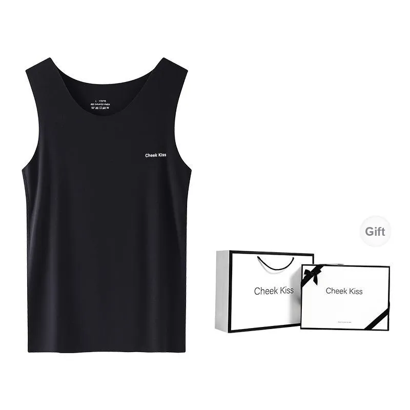 Cheekkiss Tank Top Men's Spring And Summer Solid Color Seamless Inner Base T Shirt For Men With Premium Gift Box Set-5